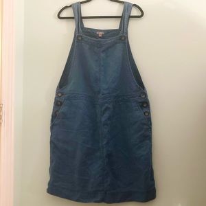J. Jill medium blue thick linen oversized overall dress with pockets